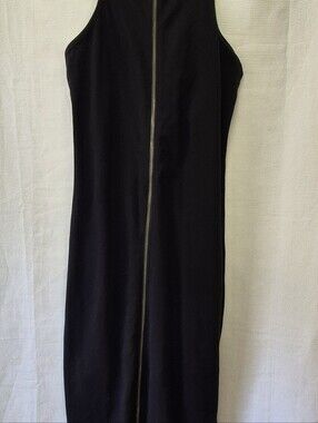 Express Black Midi Full Zip-Up Sleeveless Bodycon Dress Size Medium